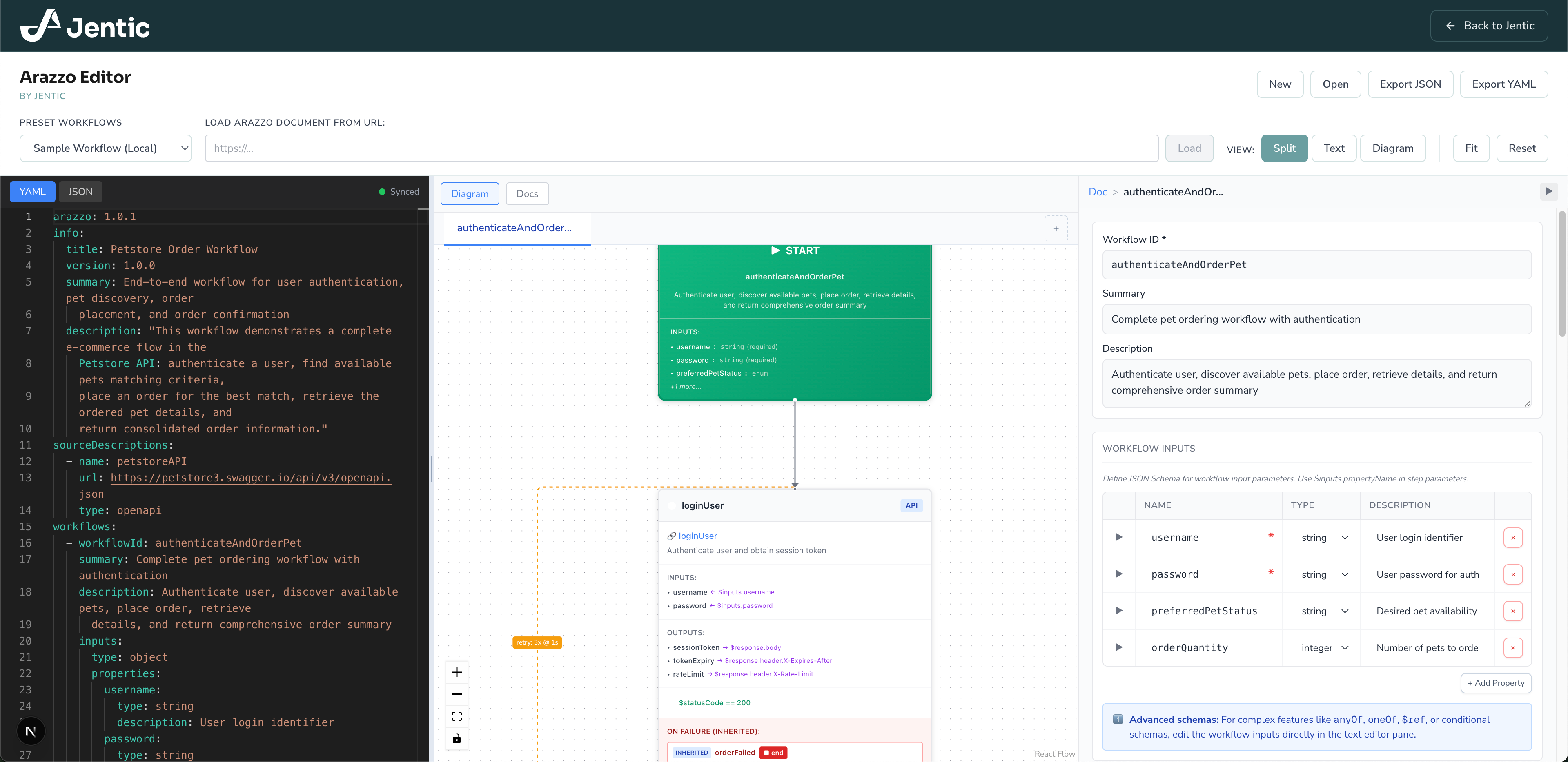 Arazzo Editor - Visual workflow editor